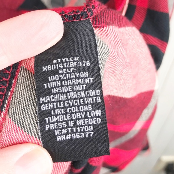 Sanctuary Boyfriend Shirt Red Plaid Button Down - Picture 6 of 7